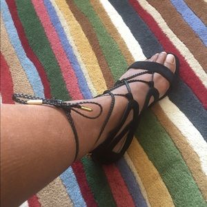 Beautiful faux suede tie up gladiator sandals